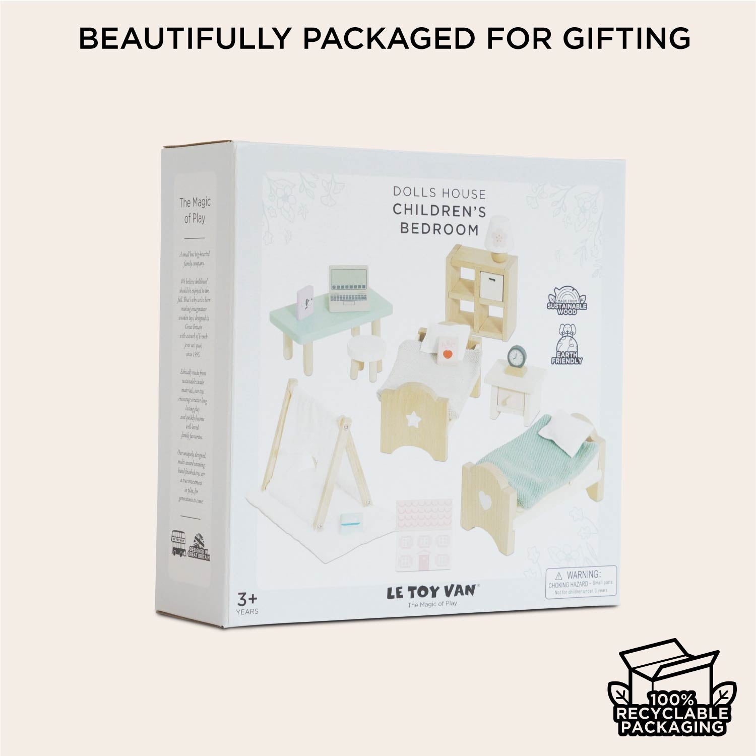 Wooden Dolls House Child's Bedroom Furniture