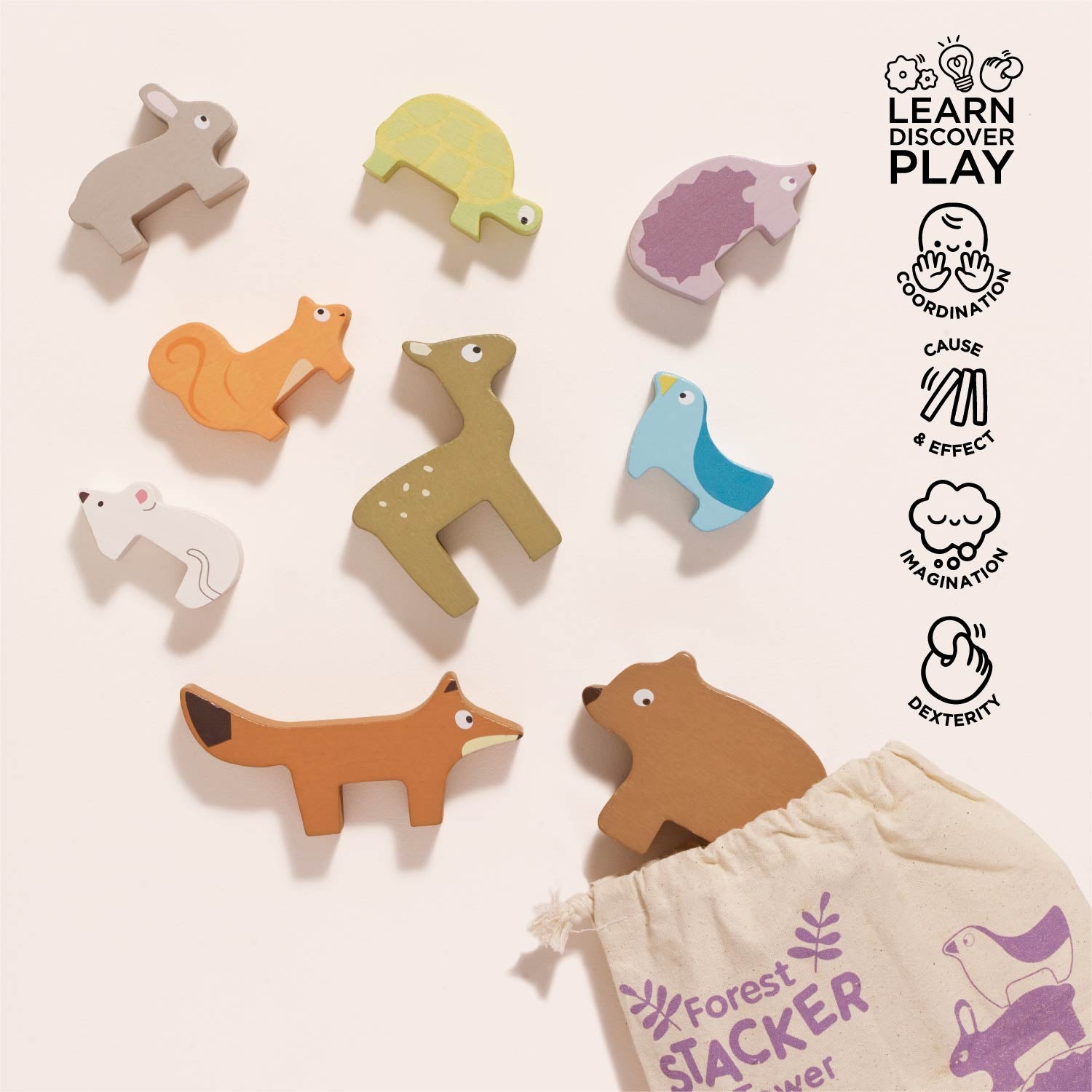Woodland Stacking Forest Animals & Bag