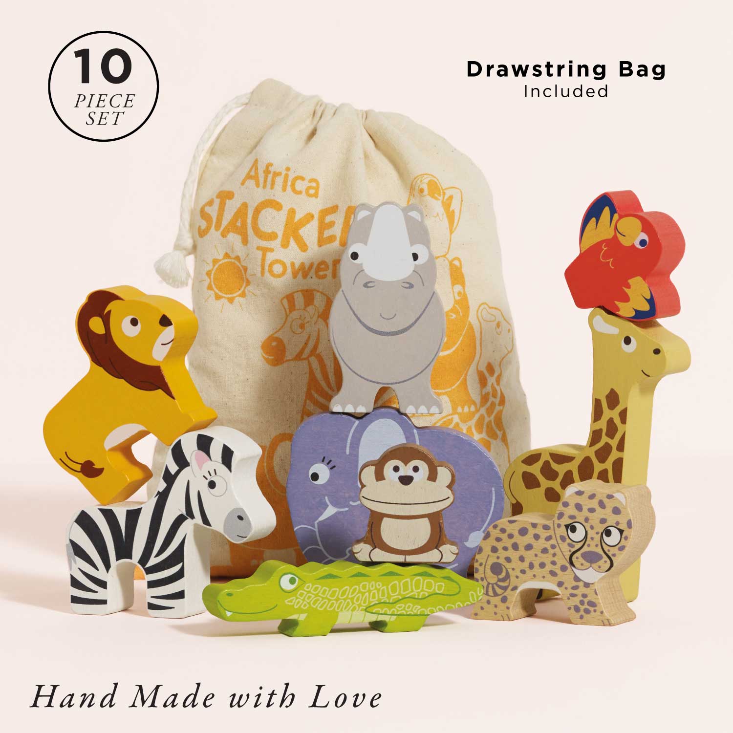 Africa Safari Stacking Animals & Bag