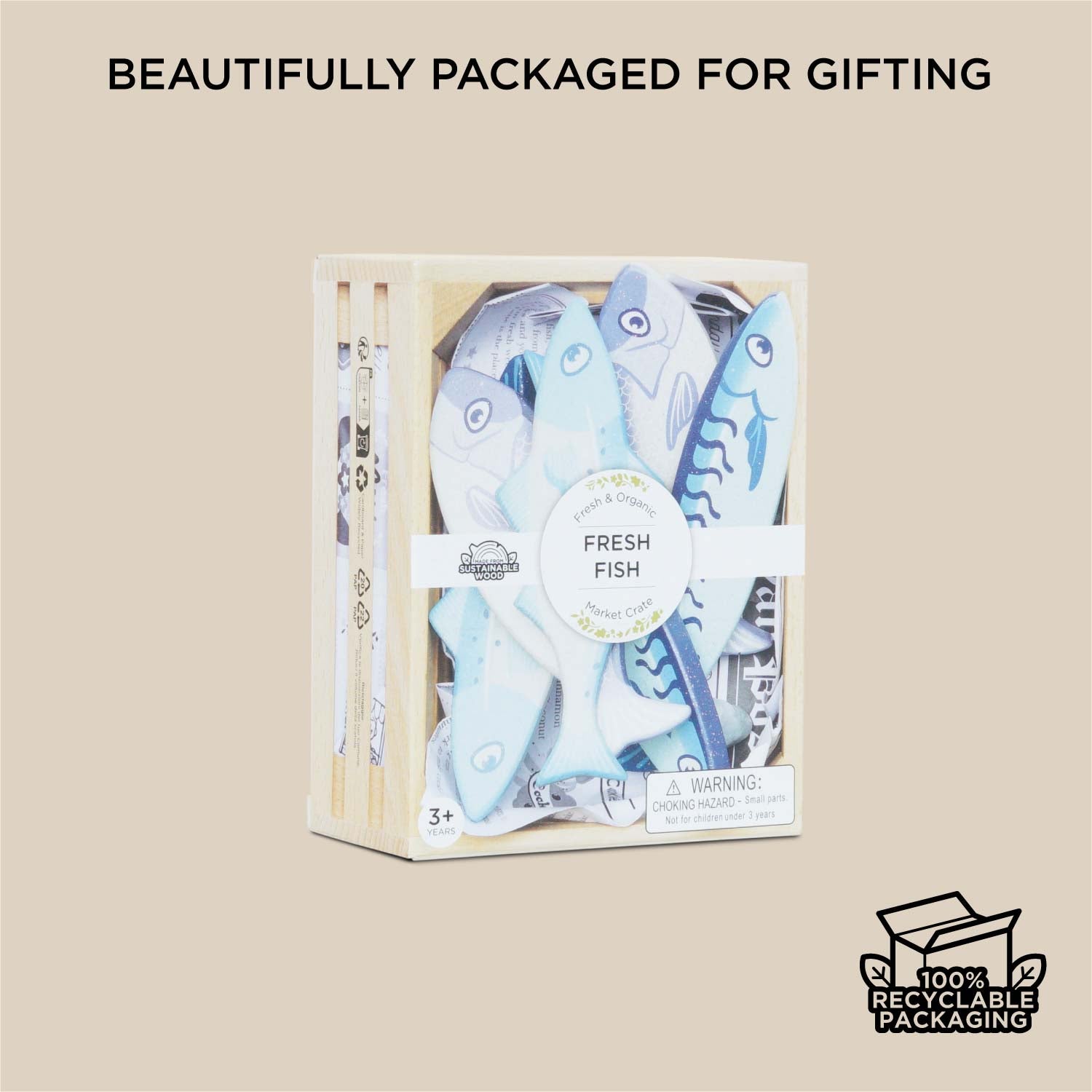 Market Fish Wooden Play Food Crate