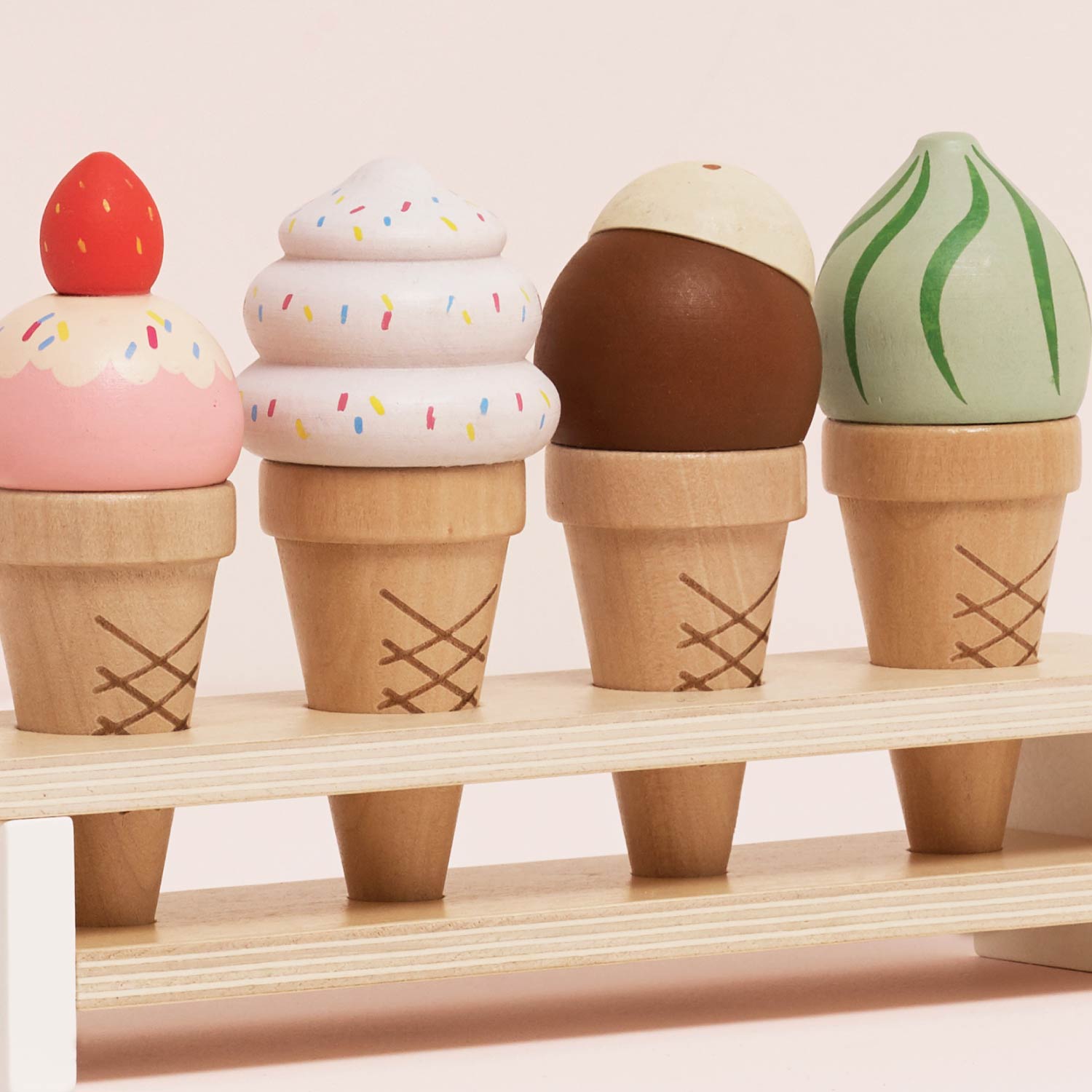 Wooden Ice Cream Cones Set