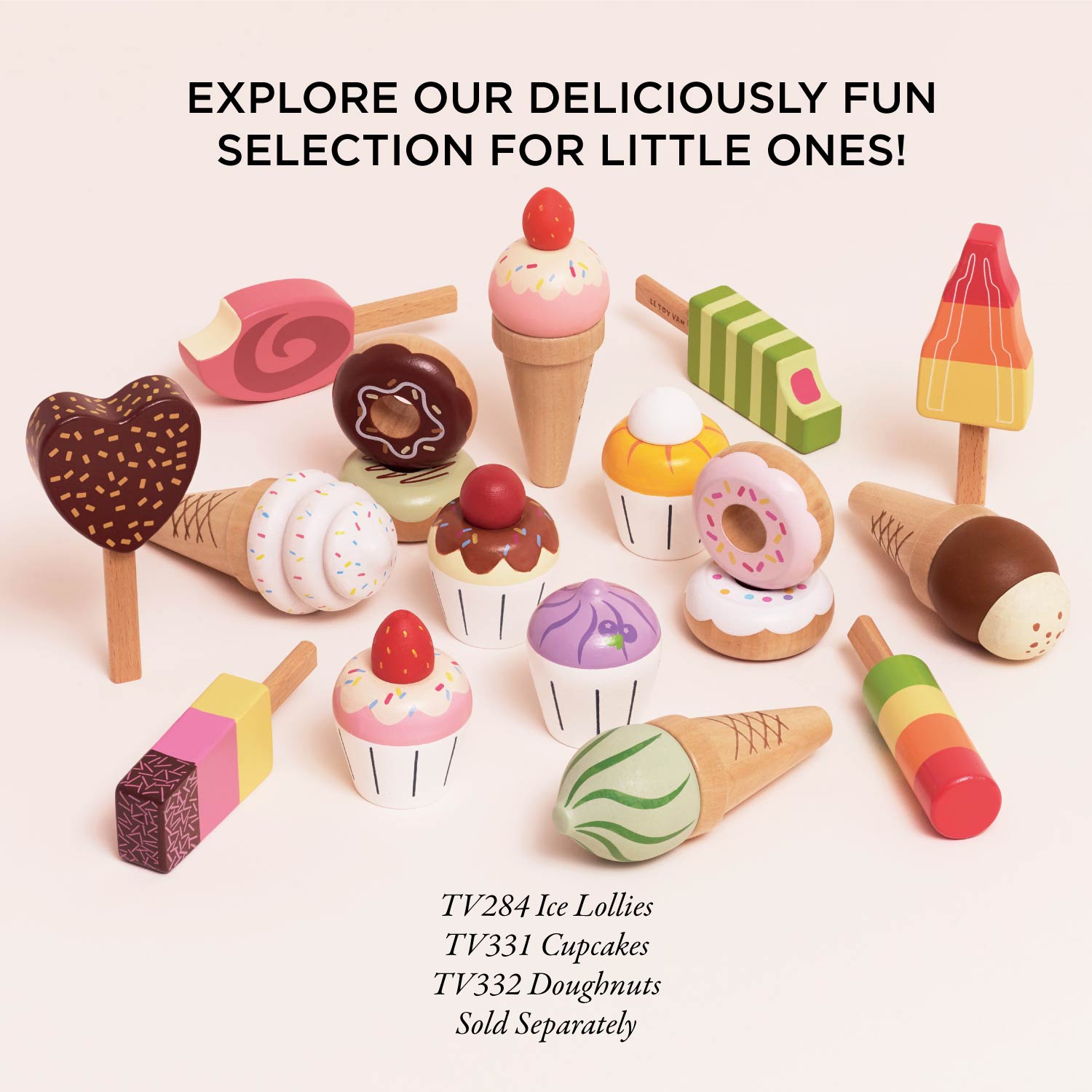 Wooden Ice Cream Cones Set