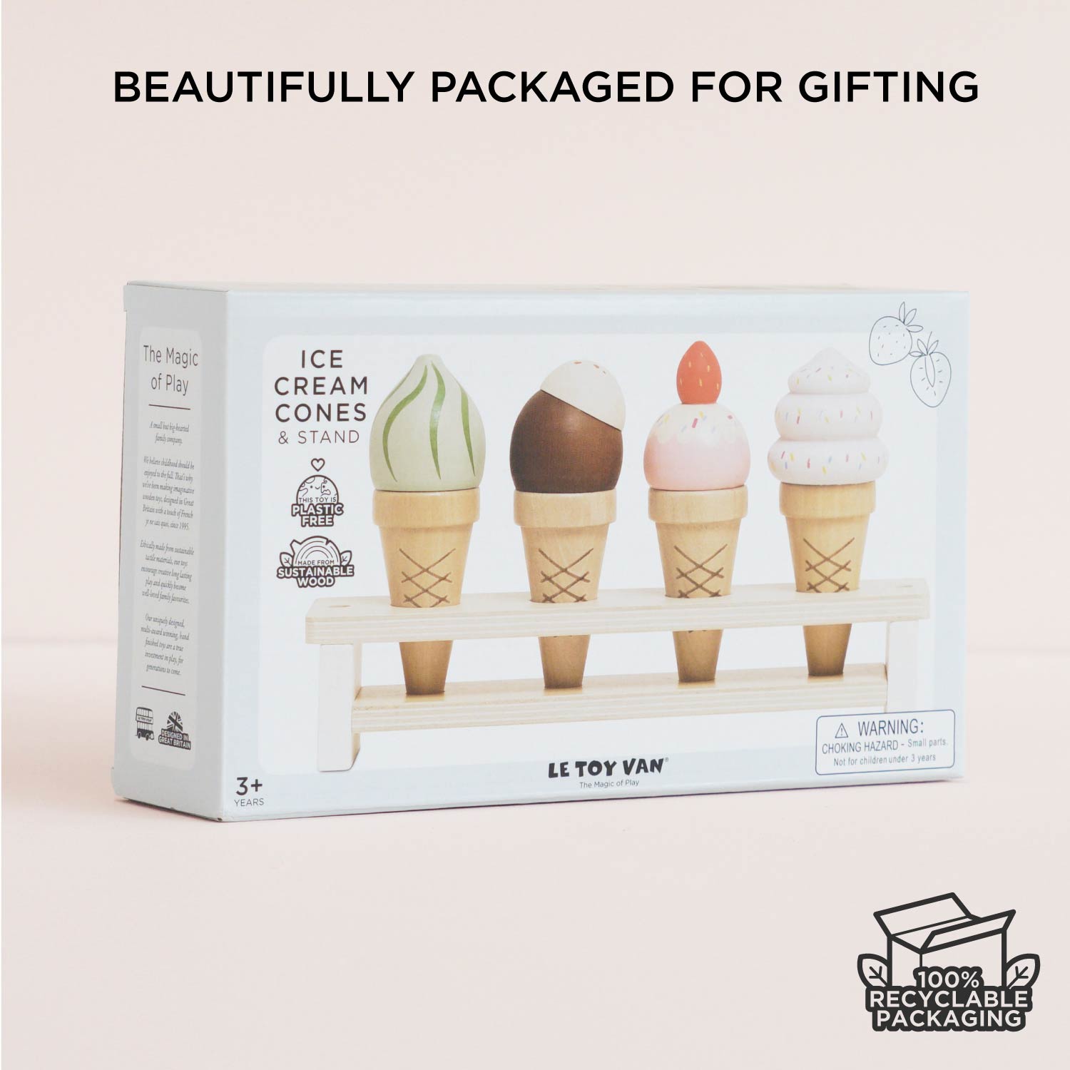Wooden Ice Cream Cones Set