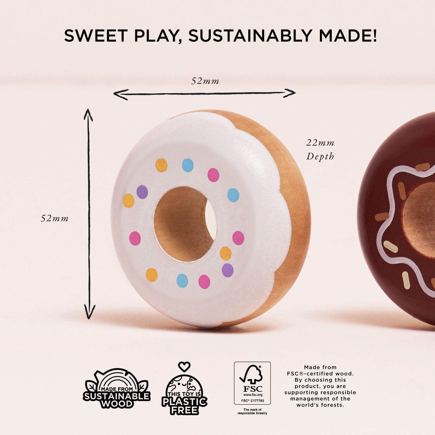 Wooden Doughnut Play Food Set