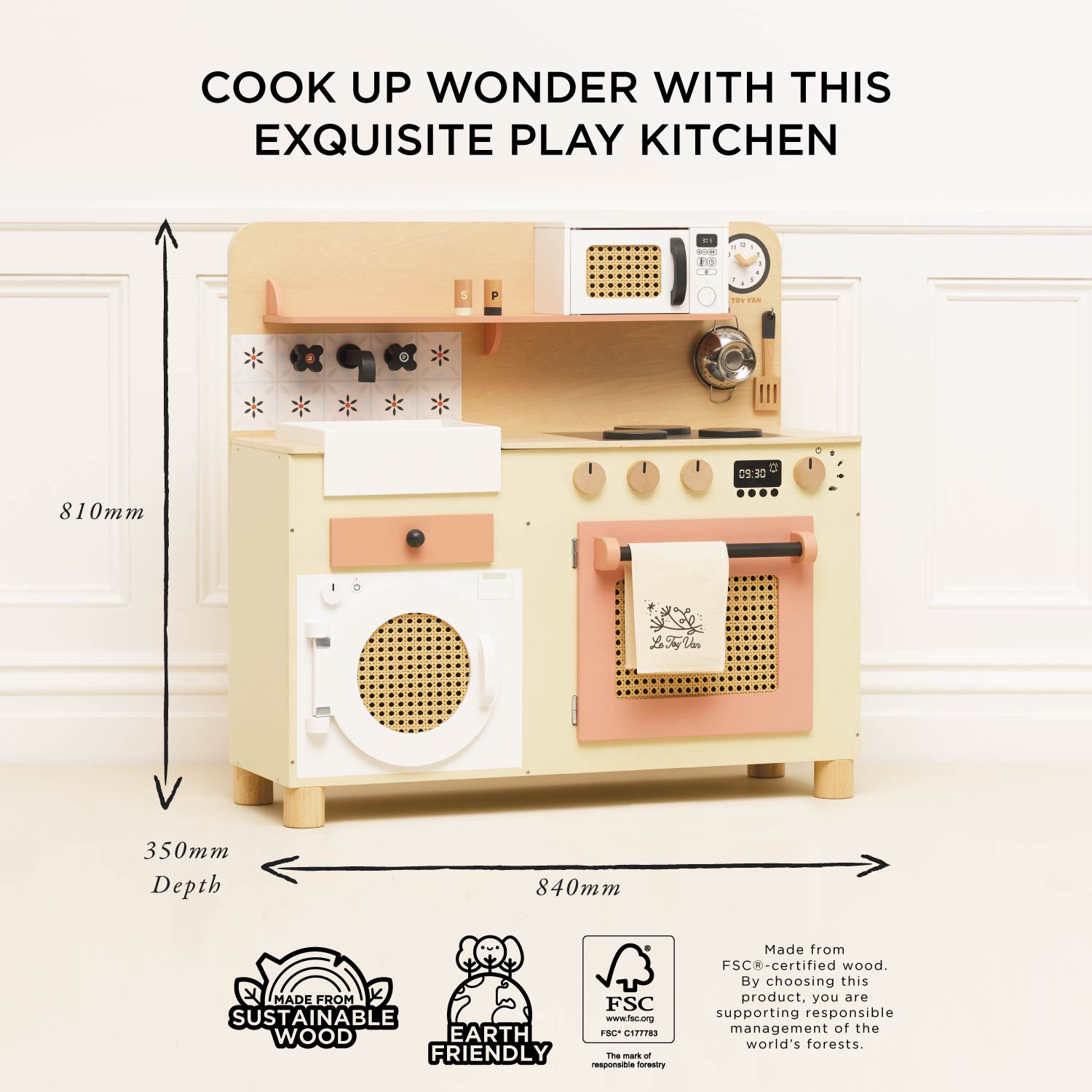 Rattan Family Wooden Play Kitchen