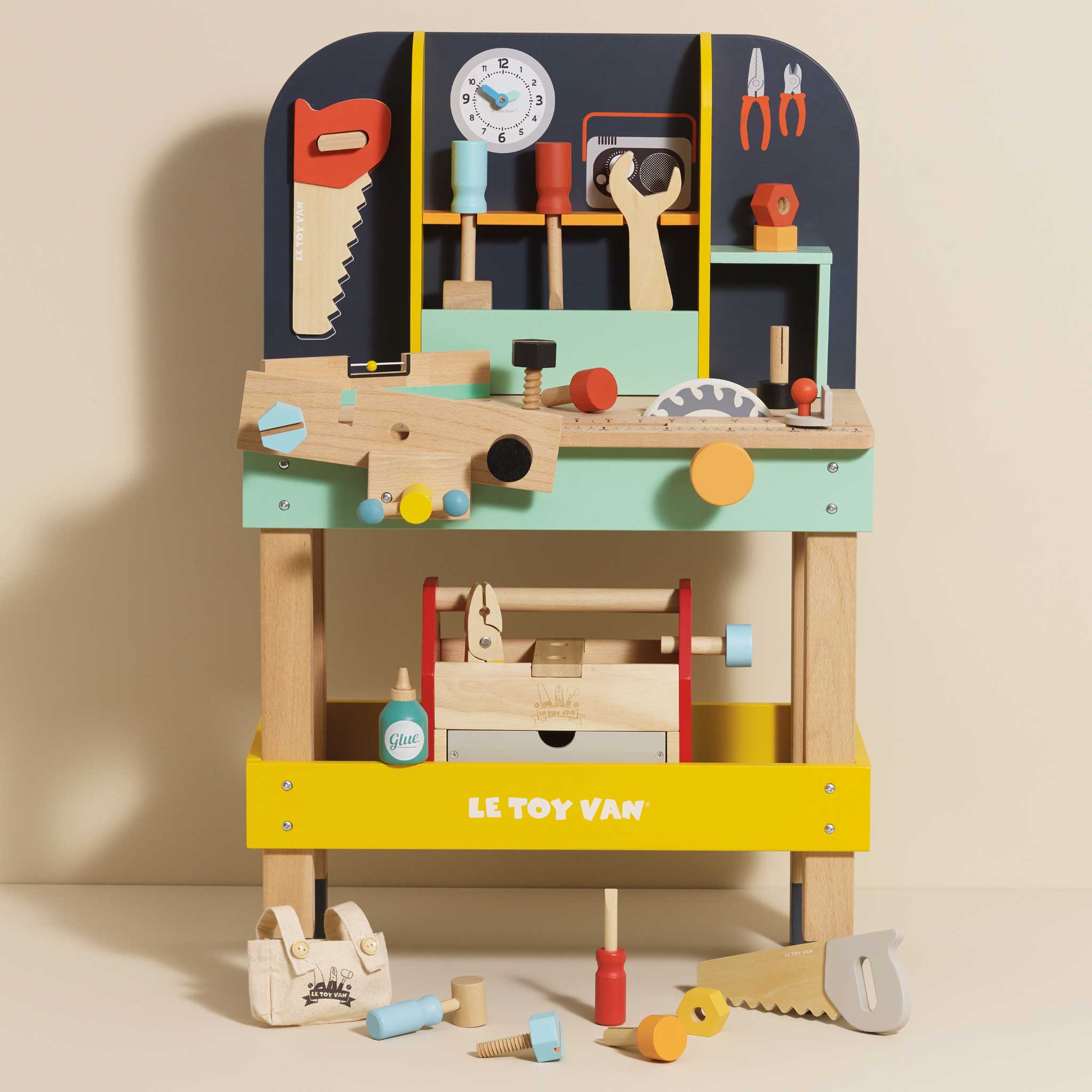TV475-TV476-construction-diy-Alex-toolbench-workbecnh-tool-box-wooden-toy-grey-yellow-red-wood-boy-girl-saw-bolts-hammer-glue-nuts-screws