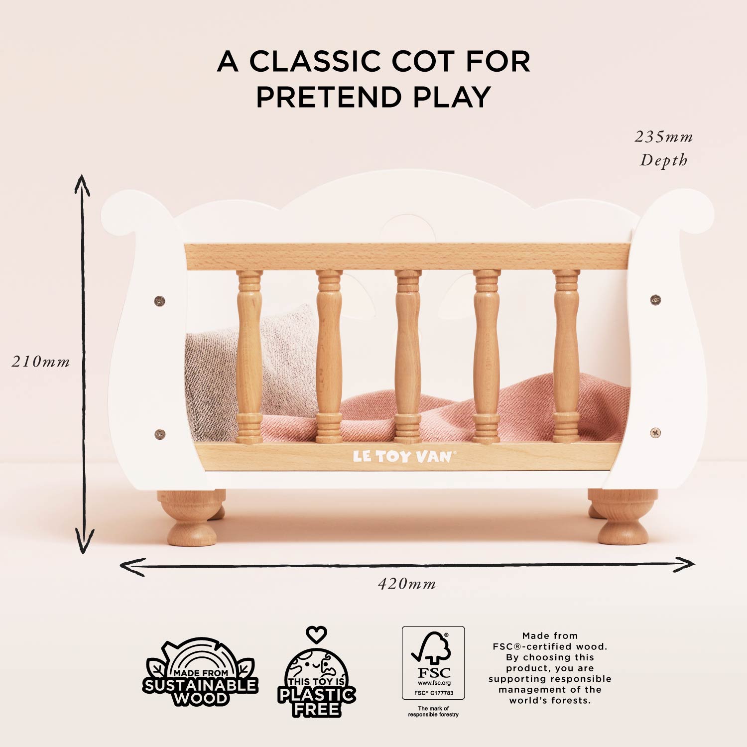 Wooden Dolls Cot