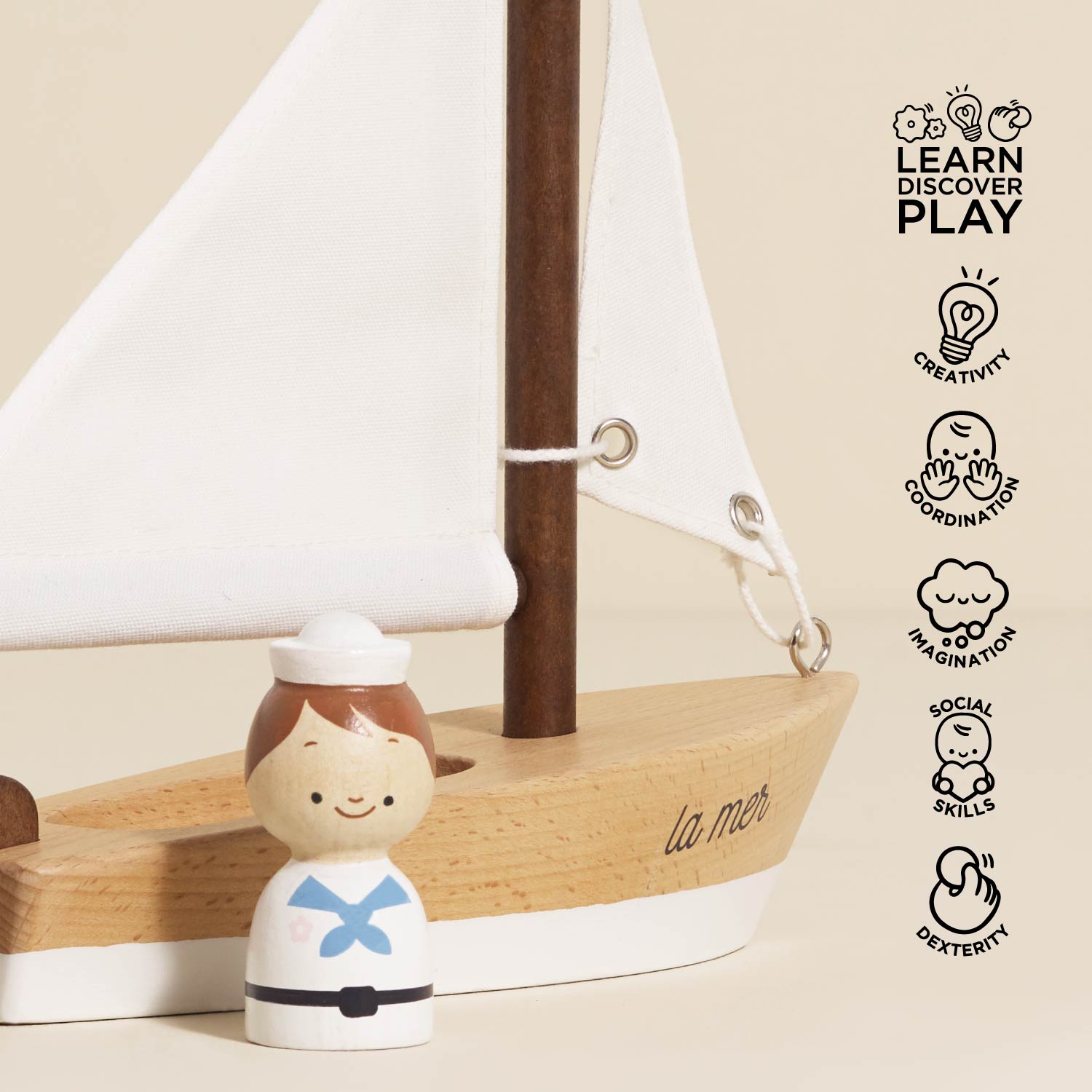 Wooden Sailing Boat & Captain