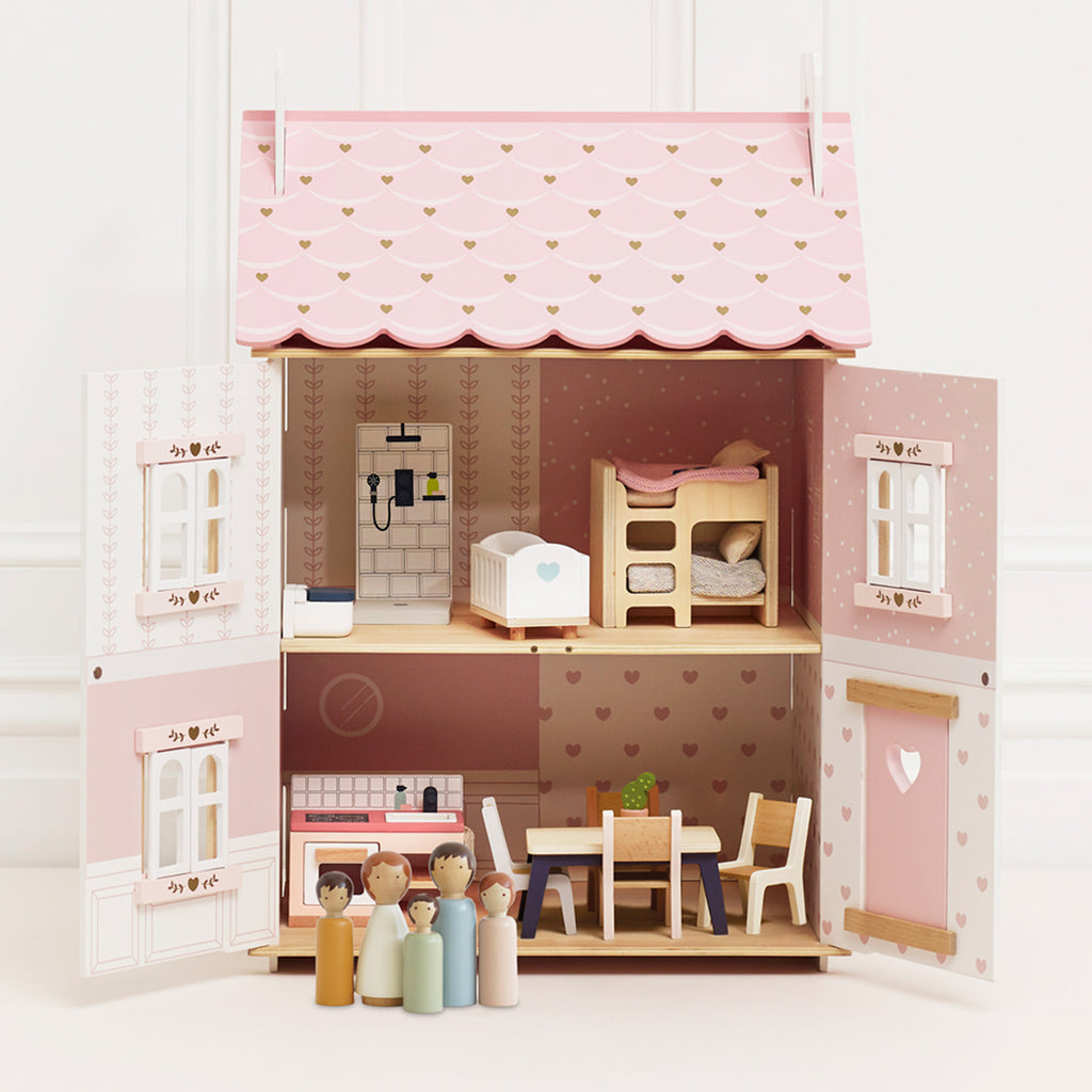 Roseheart Wooden Dolls House Furniture Family