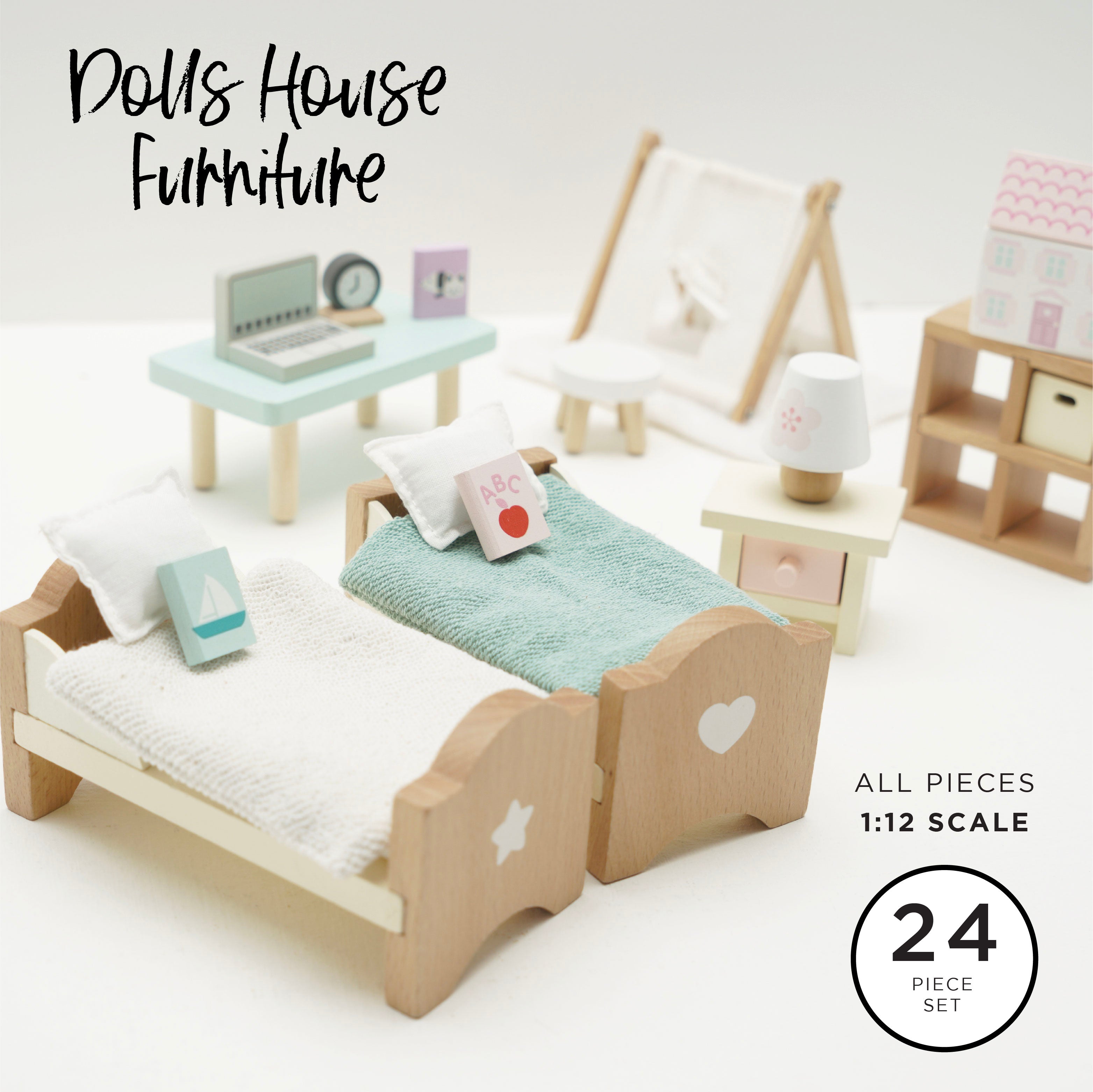 Wooden Doll House Bundle Furniture Set