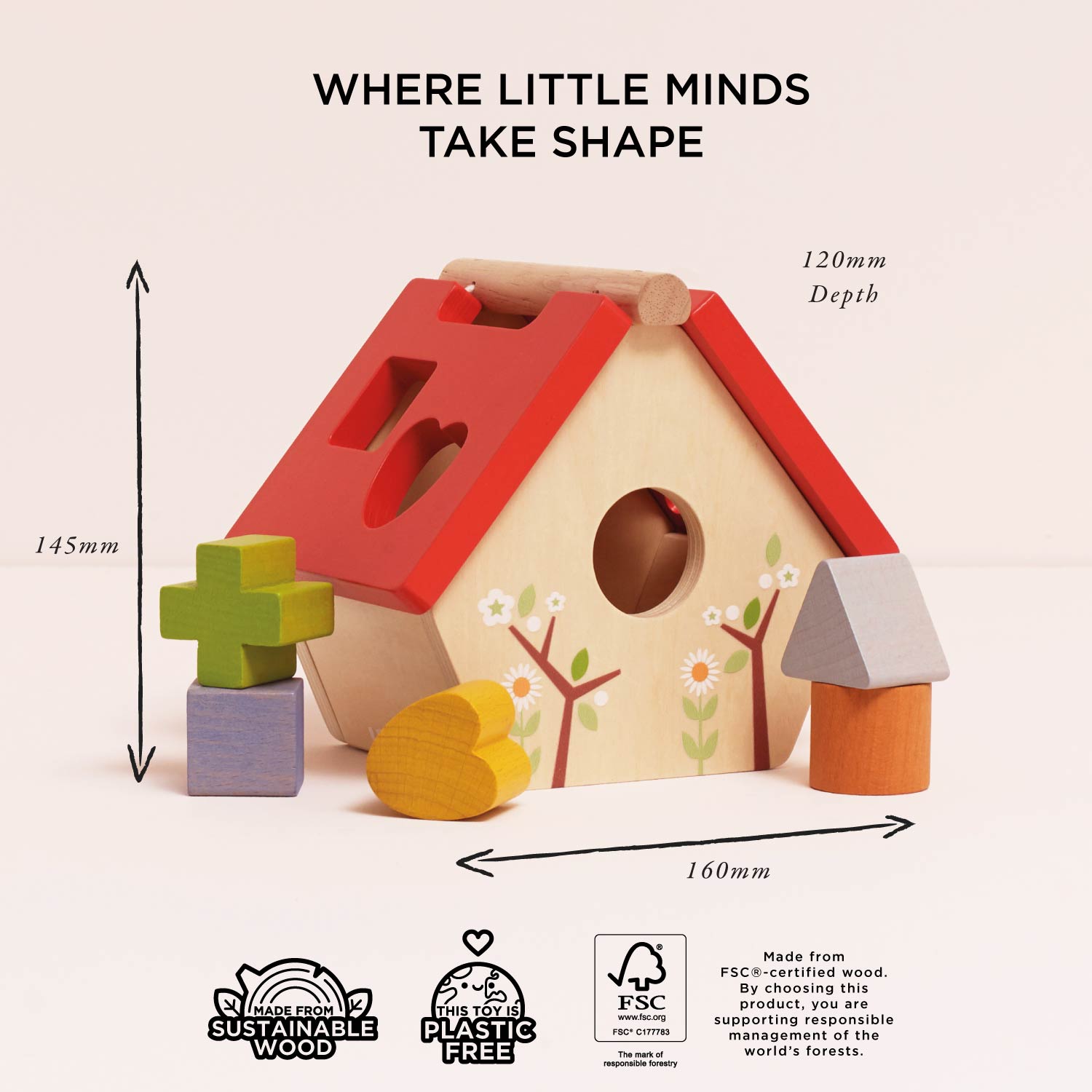 Wooden Bird House Shape Sorter