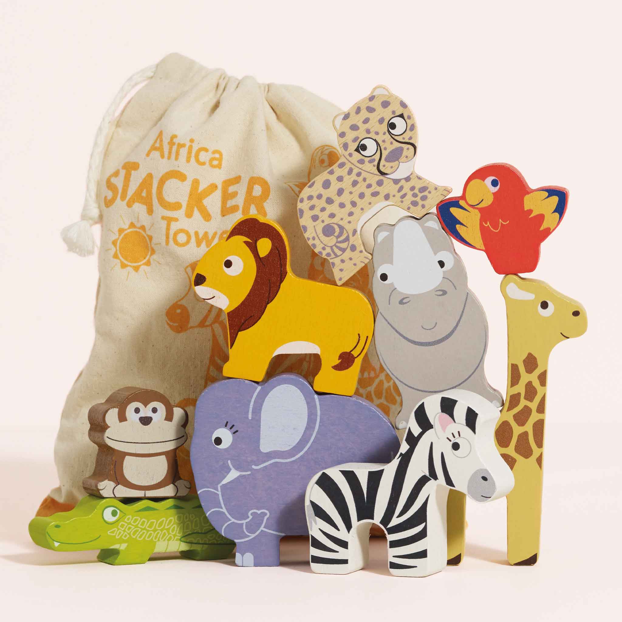 PL117-africa-animals-wooden-stacking-puzzle-and-bag-with-background