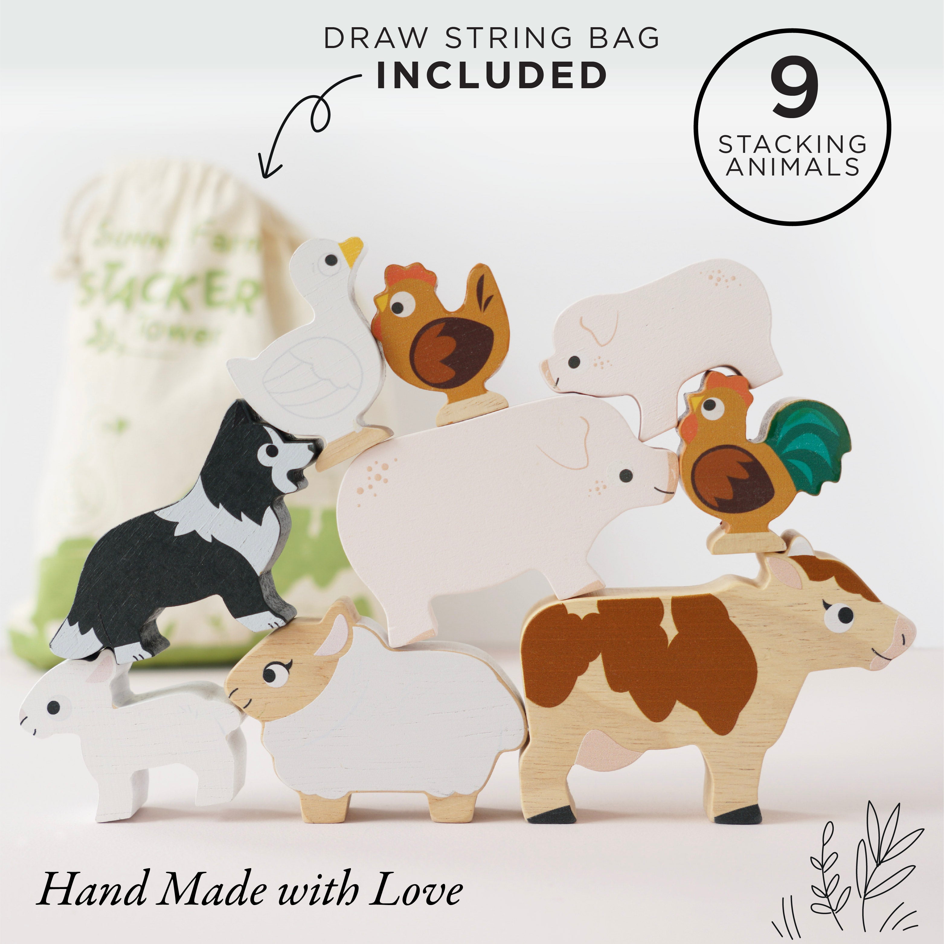 Farmyard Stacking Animals & Bag