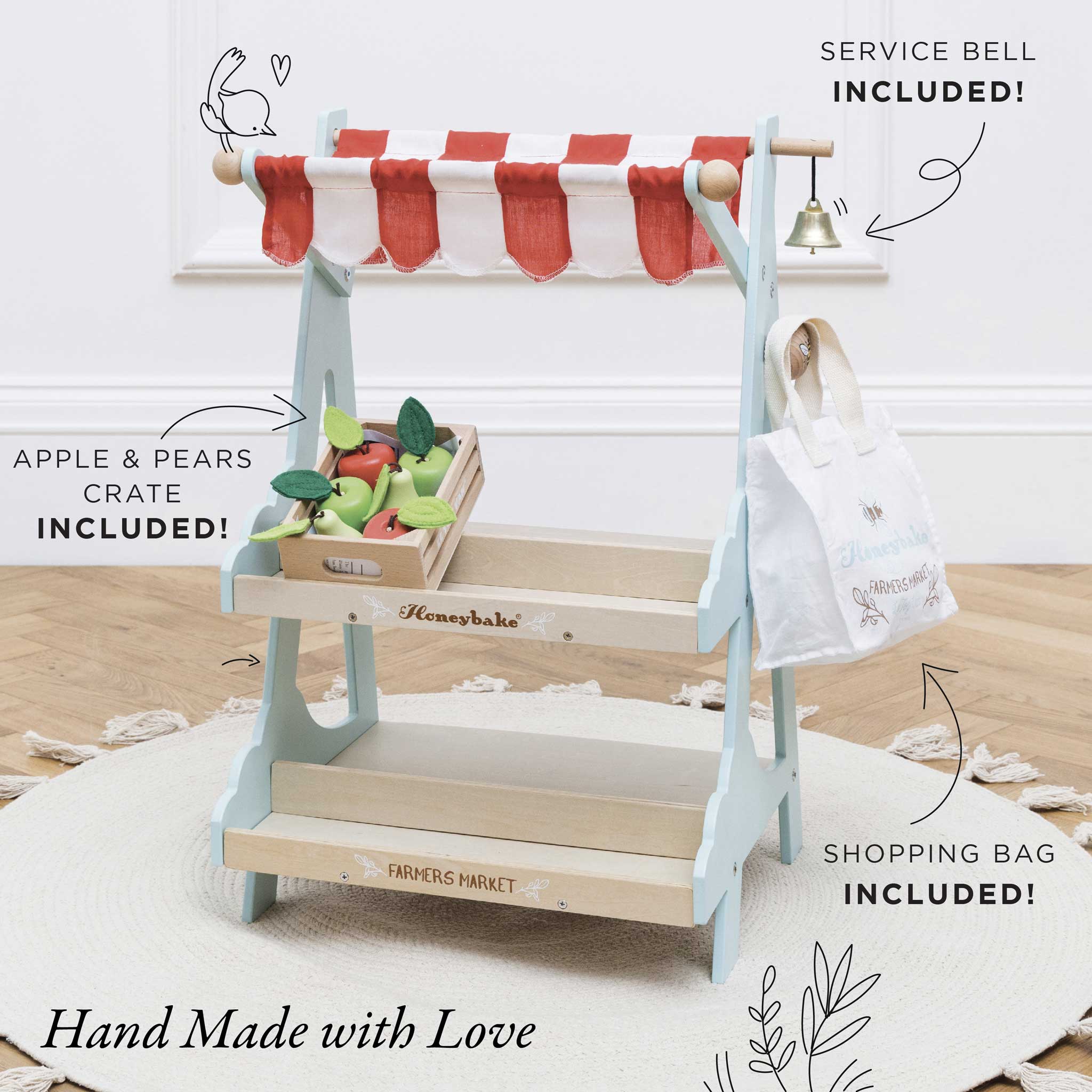 Wooden Market Stall & Fruit Play Food Crate