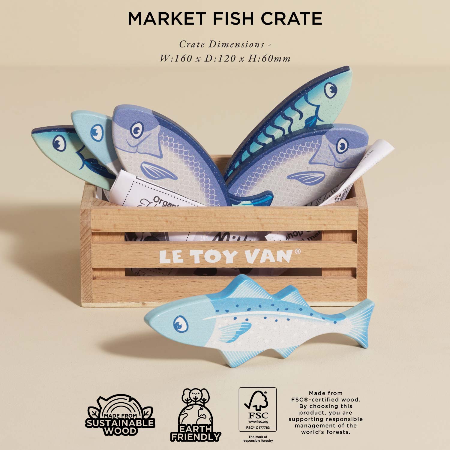 Market Fish Wooden Play Food Crate