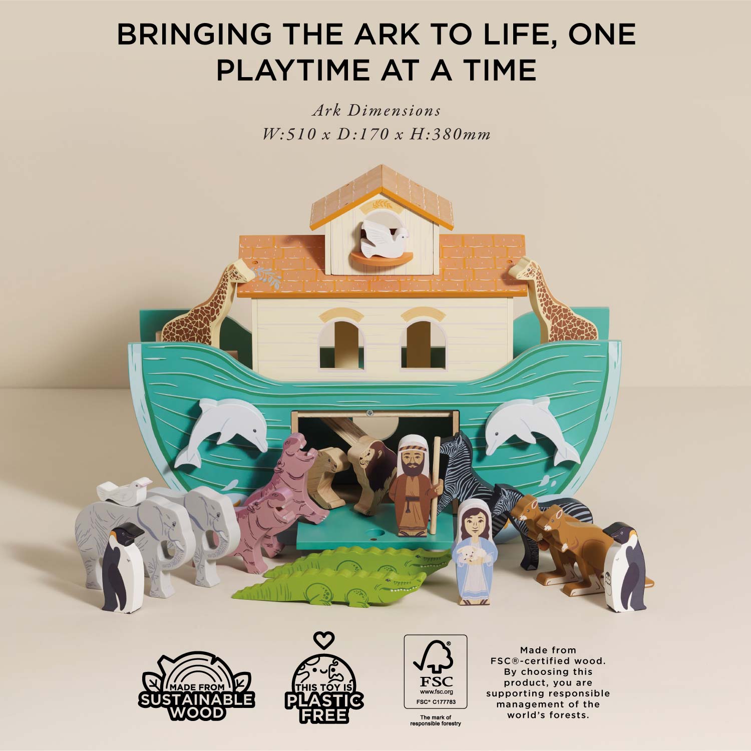 Noah's Great Wooden Ark and Animals | Wooden Toy for Kids | Le Toy Van