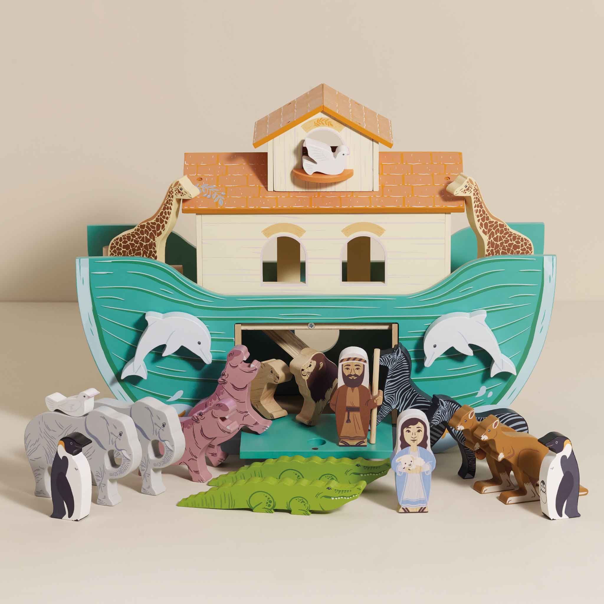 TV259-great-noah-ark-big-boat-animals-elephant-girafe-hippo-zebra-crocodile-dolphin-dove-penguin-kangaroo-lion-baby-gift_2