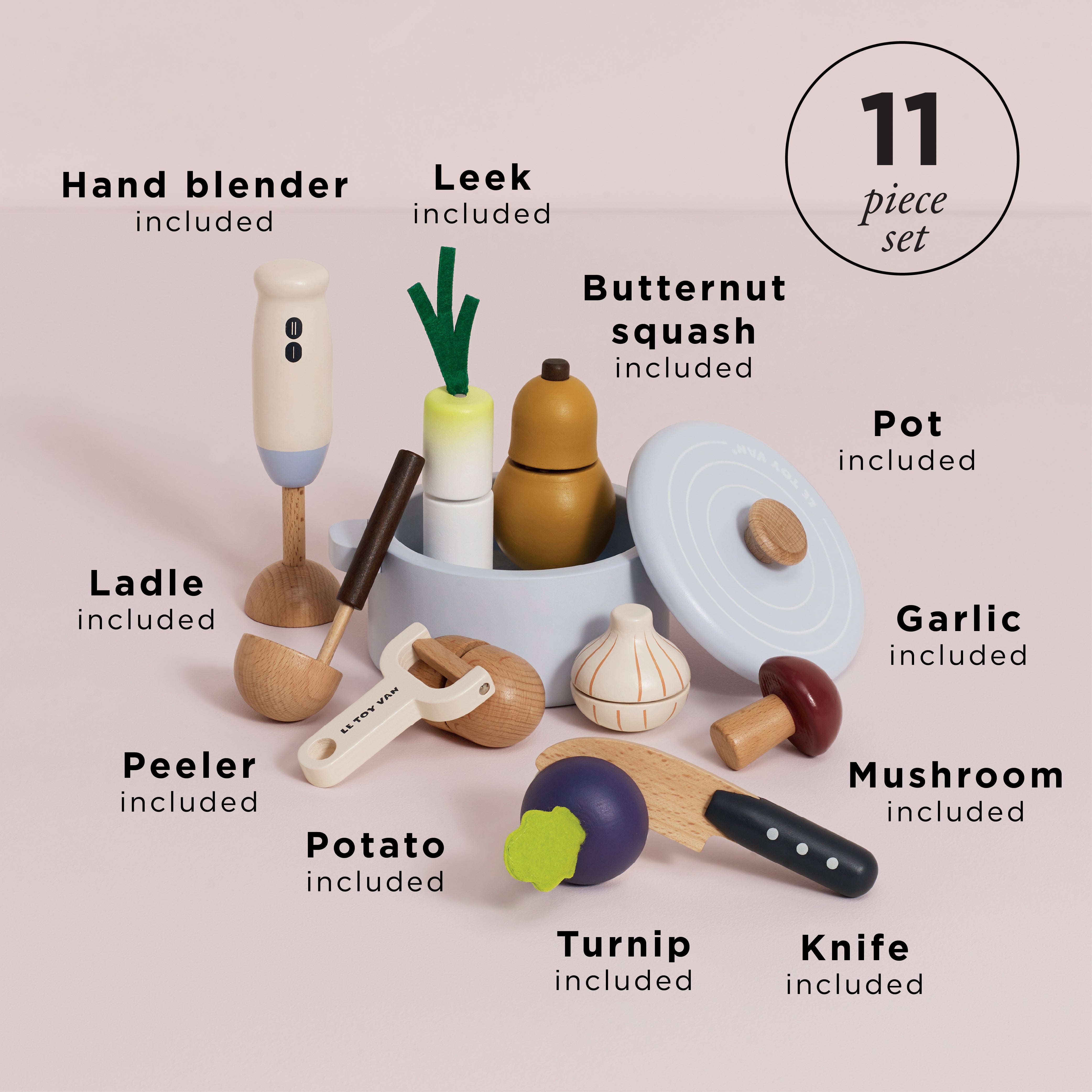 Soup & Utensil Wooden Toy Set