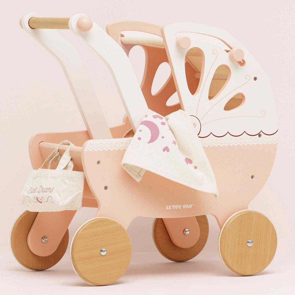 Retro Wooden Doll Pram Roleplay Doll Accessories Toy Le Toy Van