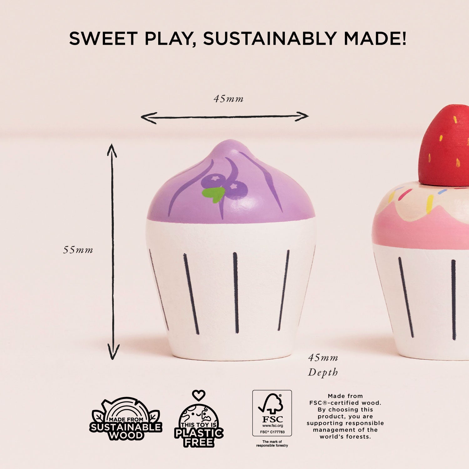 Wooden Cupcake Play Food Set