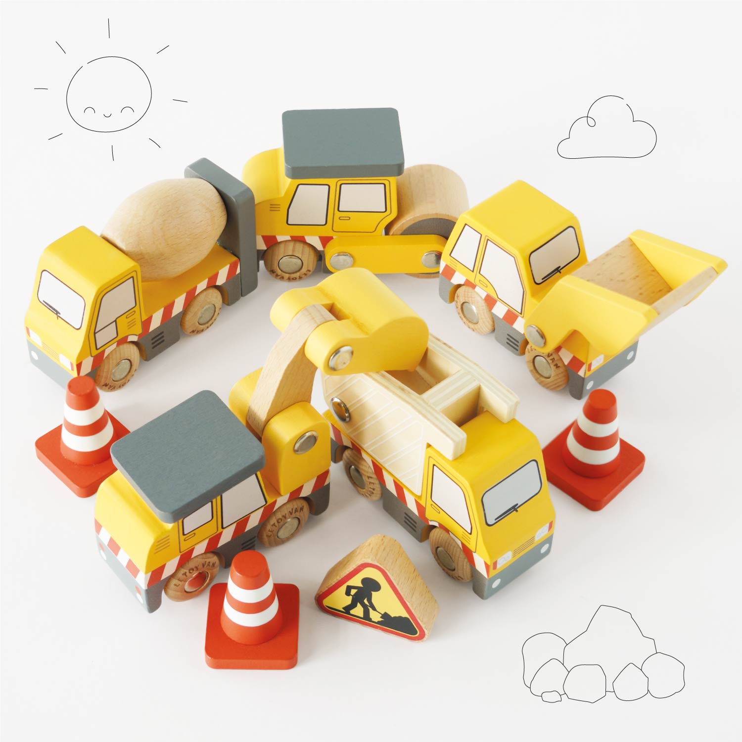 TV442-construction-vehicles-car-road-works-plastic-toy-boy-girl-gift-yellow-orange-wood-garage-_4