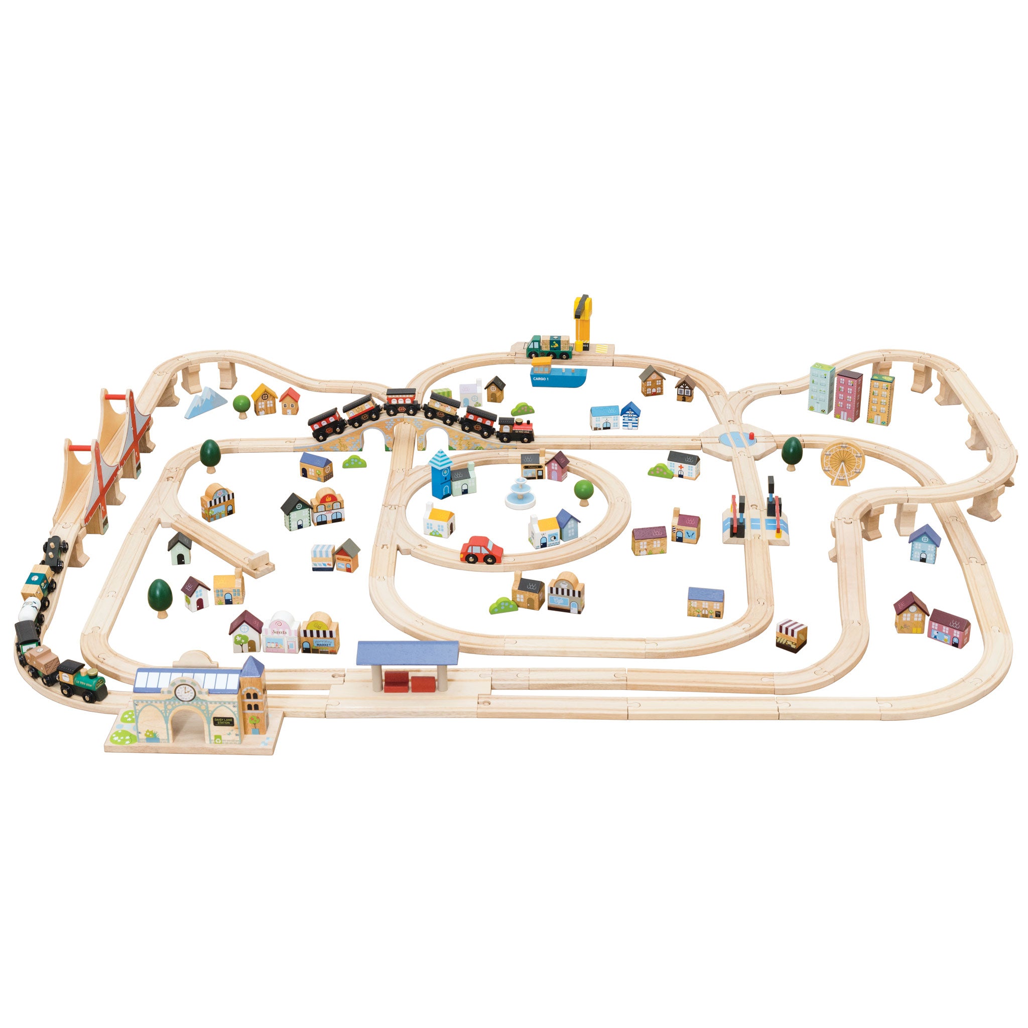 Little town wooden train set on sale